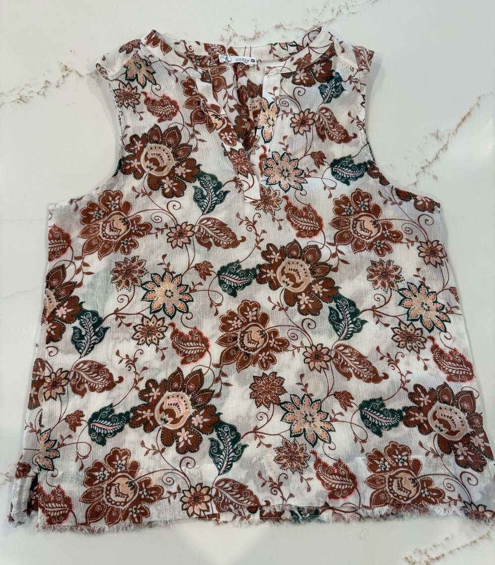 Carve Designs Dylan Gauze Tank Top Floral Paisley Size M